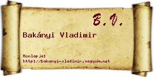Bakányi Vladimir névjegykártya